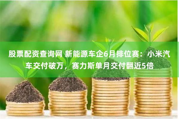 股票配资查询网 新能源车企6月排位赛：小米汽车交付破万，赛力斯单月交付翻近5倍
